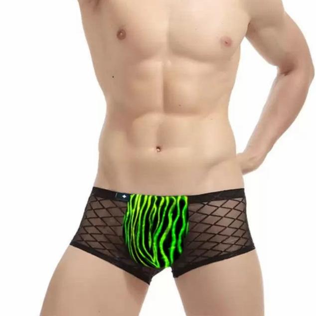 Men's boxer briefs sexy mesh lace panties luminous