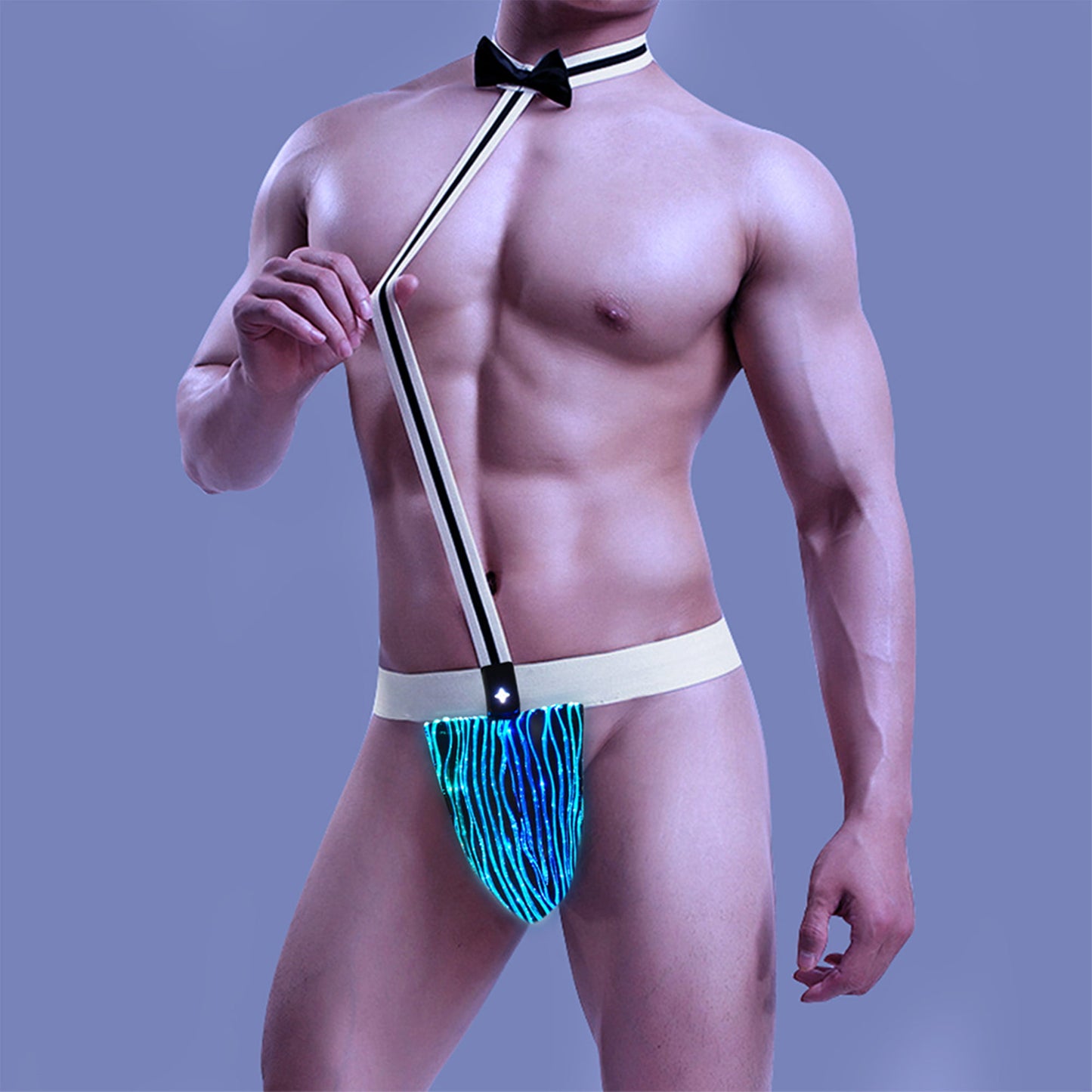 LED luminous one-piece bow tie thong