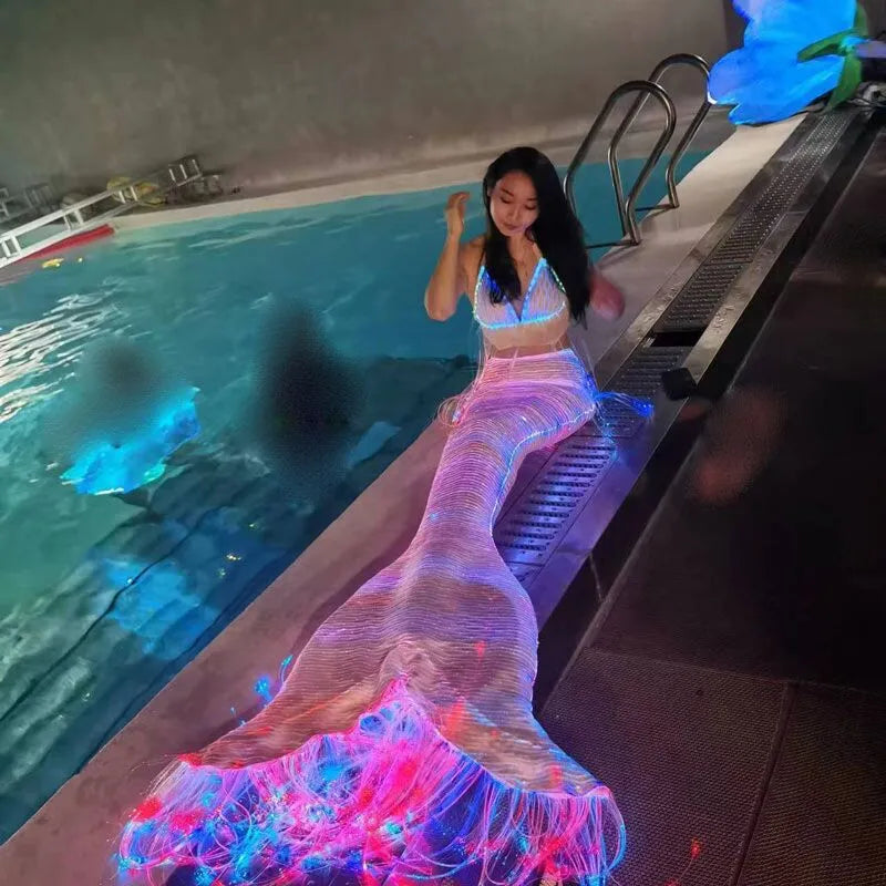 Light Up Underwater Clothing, Optical Fiber Fabric Mermaid Suit