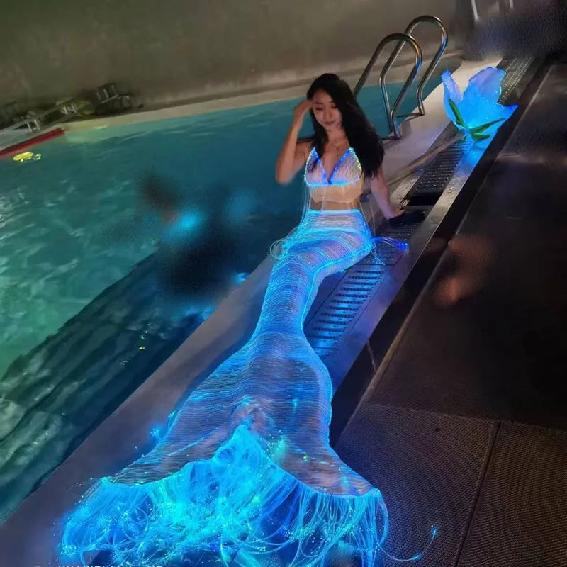 Light Up Underwater Clothing, Optical Fiber Fabric Mermaid Suit