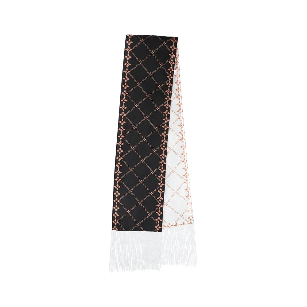 Luminous Two-tone Black White Tassel Scarf Women LED