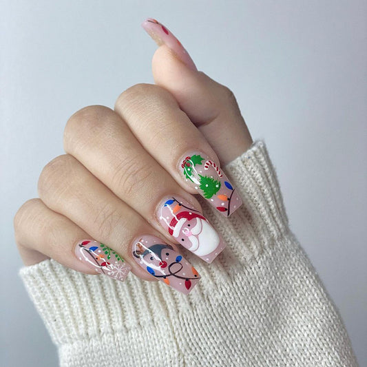 Christmas cute cartoon Santa press on nails