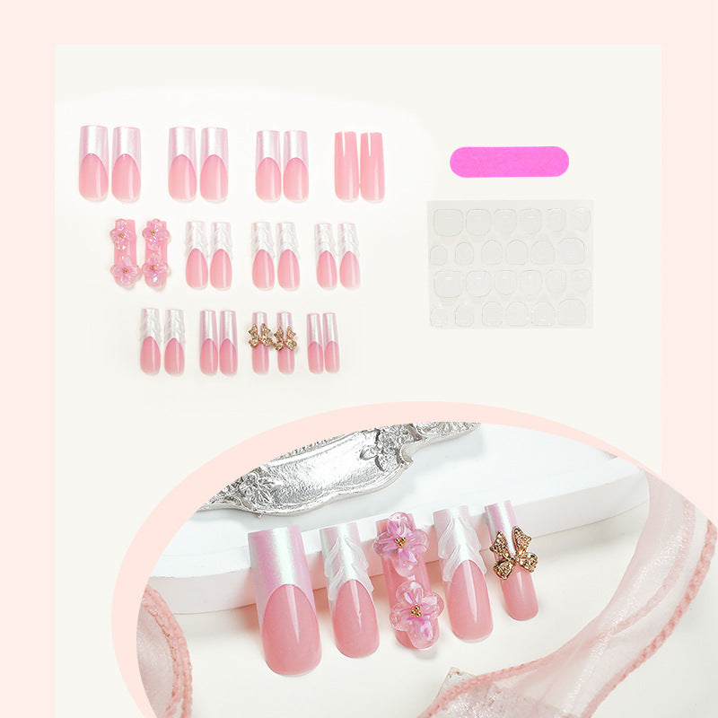 Three-dimensional flower design fake nail press on  nails