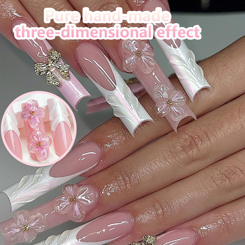 Three-dimensional flower design fake nail press on  nails