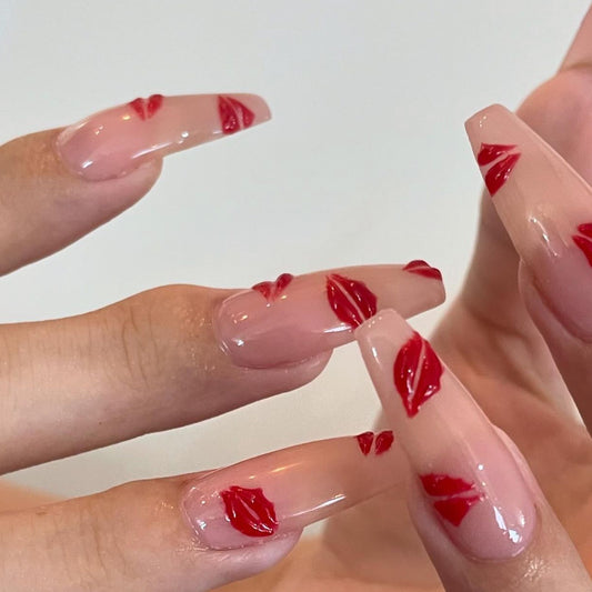 Valentine's Day 3D lip print press on nails