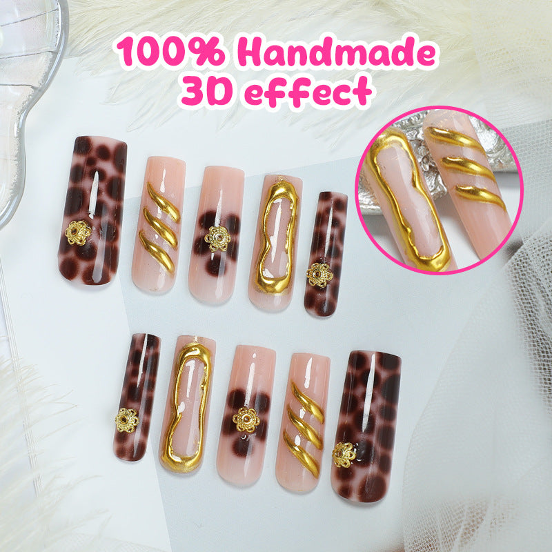 The popular leopard print design of fake nails press on nails