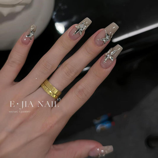 Handmade star diamond fake nails press on nails