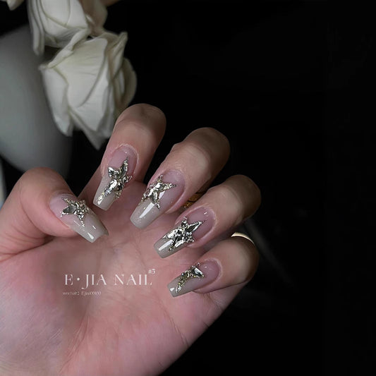 Handmade star diamond fake nails press on nails