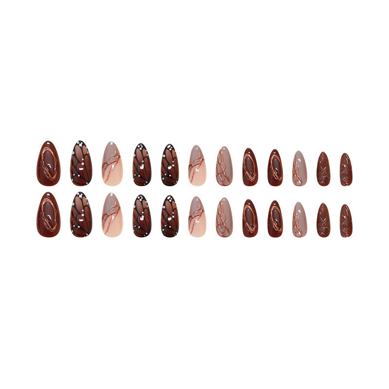 Brown Autumn-winter design fake nail press on nails