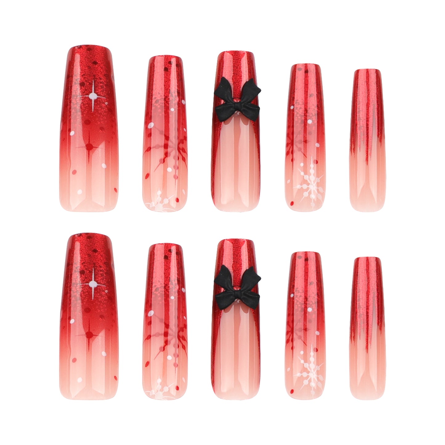 Christmas snowflake butterflies press on nails