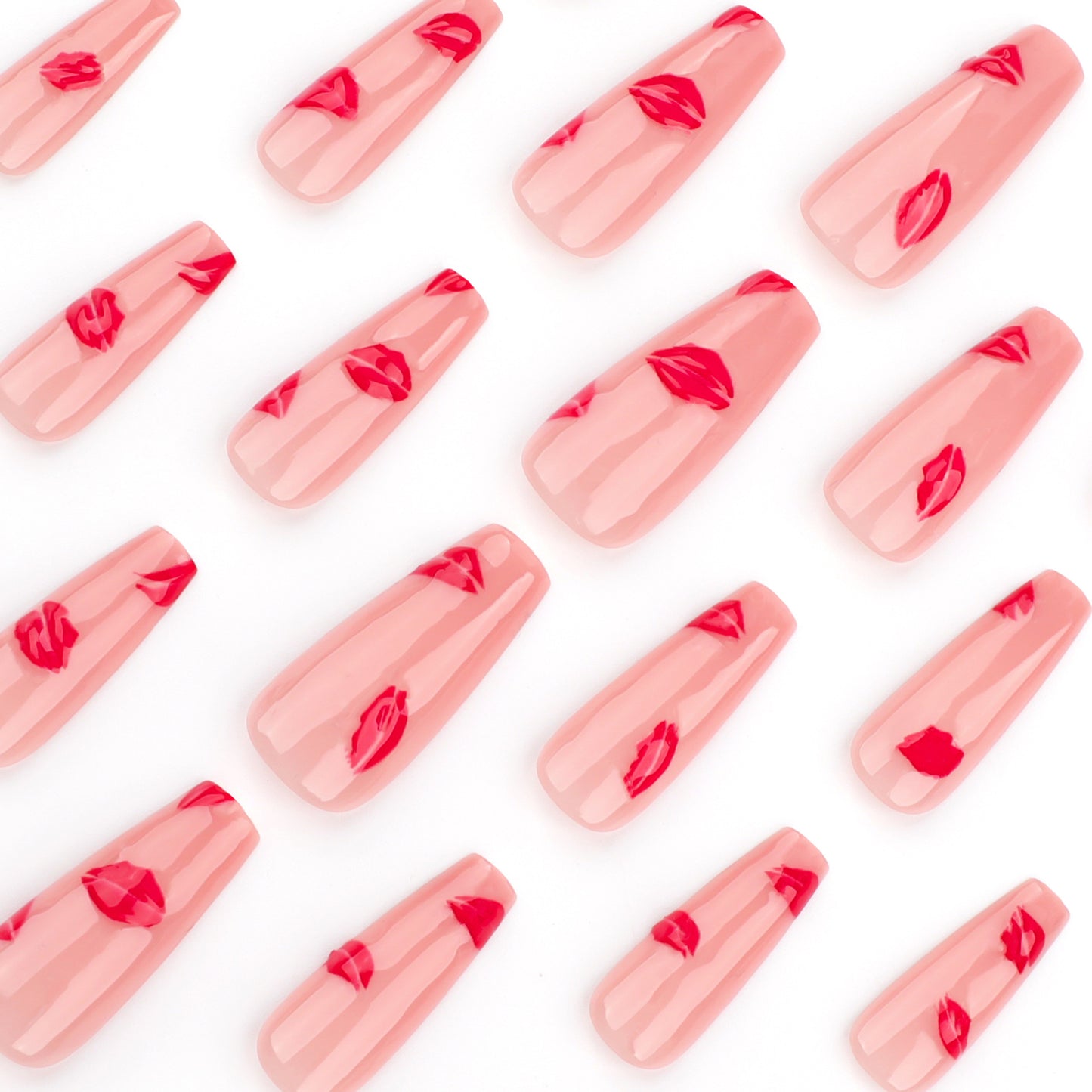 Valentine's Day 3D lip print press on nails