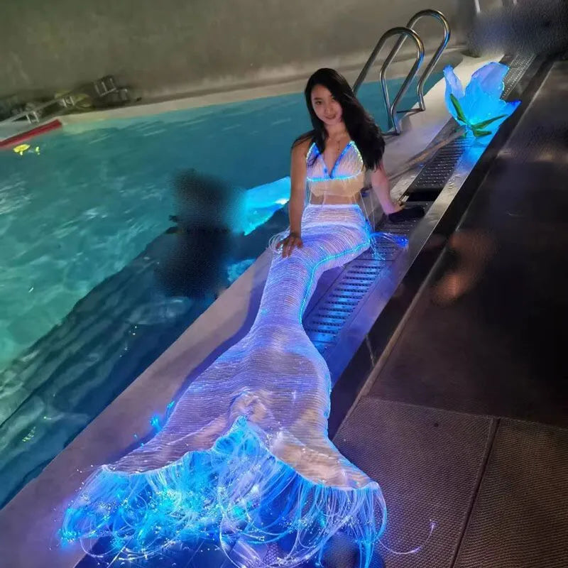 Light Up Underwater Clothing, Optical Fiber Fabric Mermaid Suit